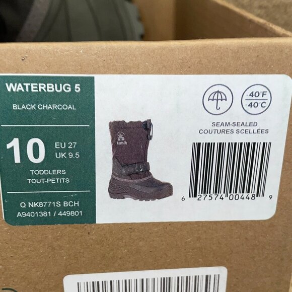 NEW Black Waterbug 5 Snow Rain Boots KAMIK sz 10 - Picture 6 of 6